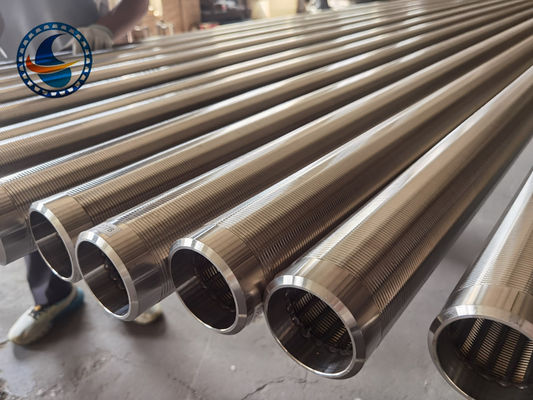 Oil Well AISI 316L Oil Sand Control Wire Wrapped Screen Pipe Dengan Ukuran Slot 0,3mm
